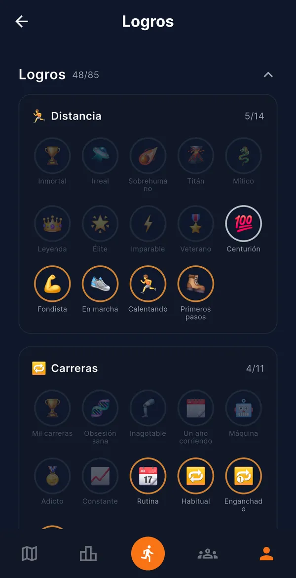 Pantalla de logros